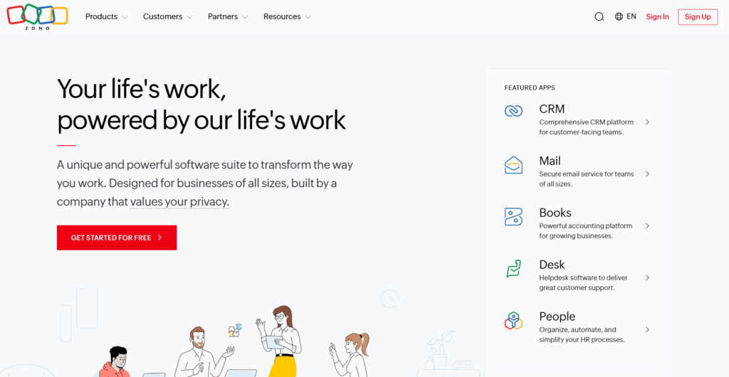 Zoho Homepage
