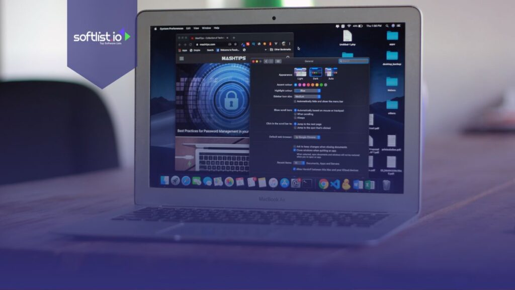 Macbook Air in brown wooden table