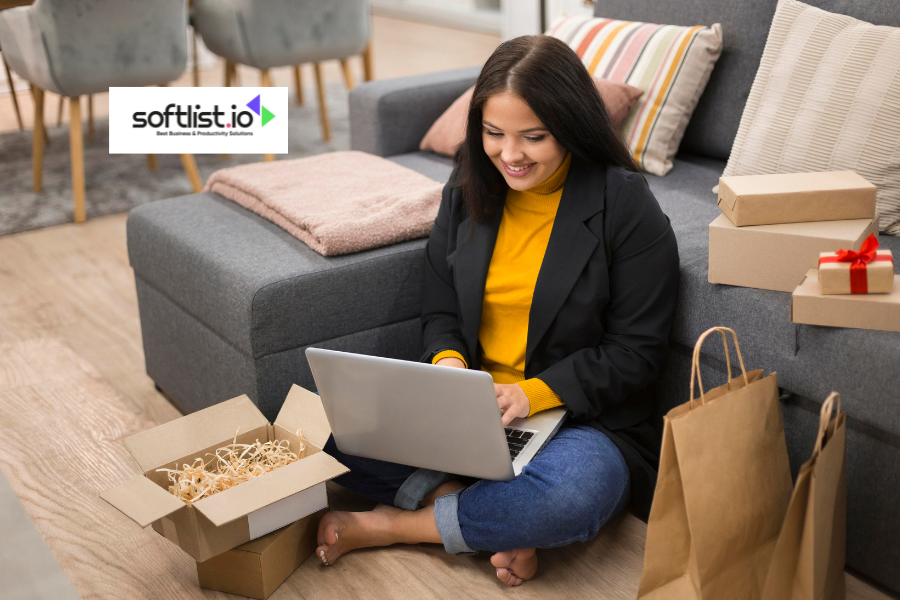 A woman enjoying her shopping spree