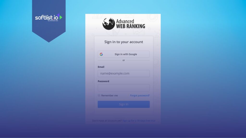 Login Page of AWR Cloud