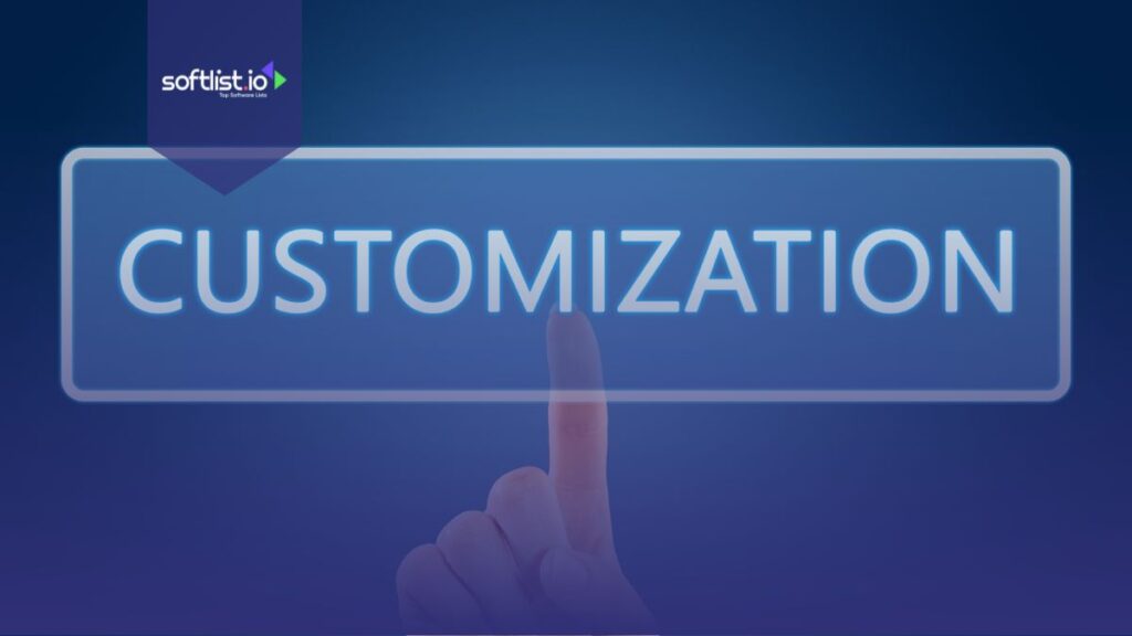 A finger pressing the Customization button in blue background.