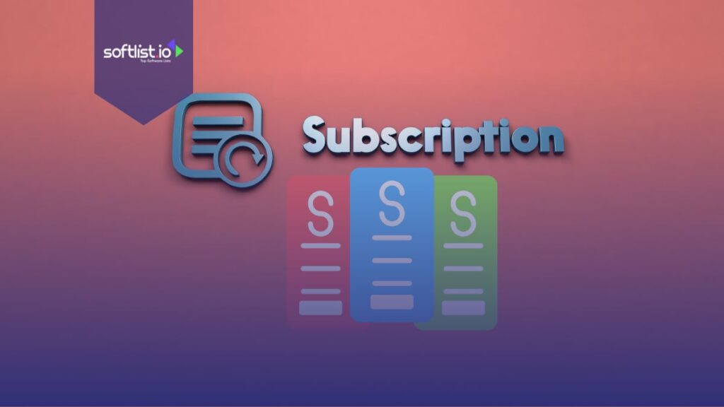 Subscription Word in orange and dark blue background.