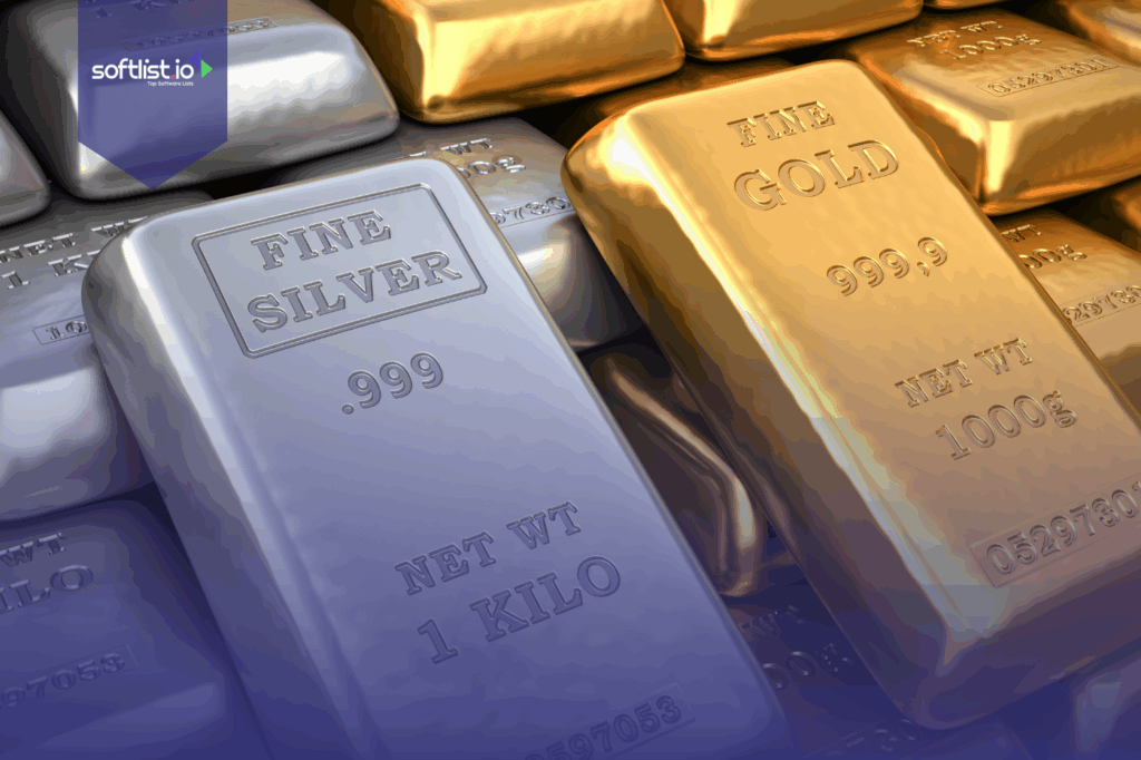 Gold and silver bullion bars stacked together.