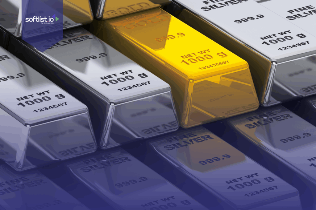 Mixed precious metal bars including silver and a few gold bars.