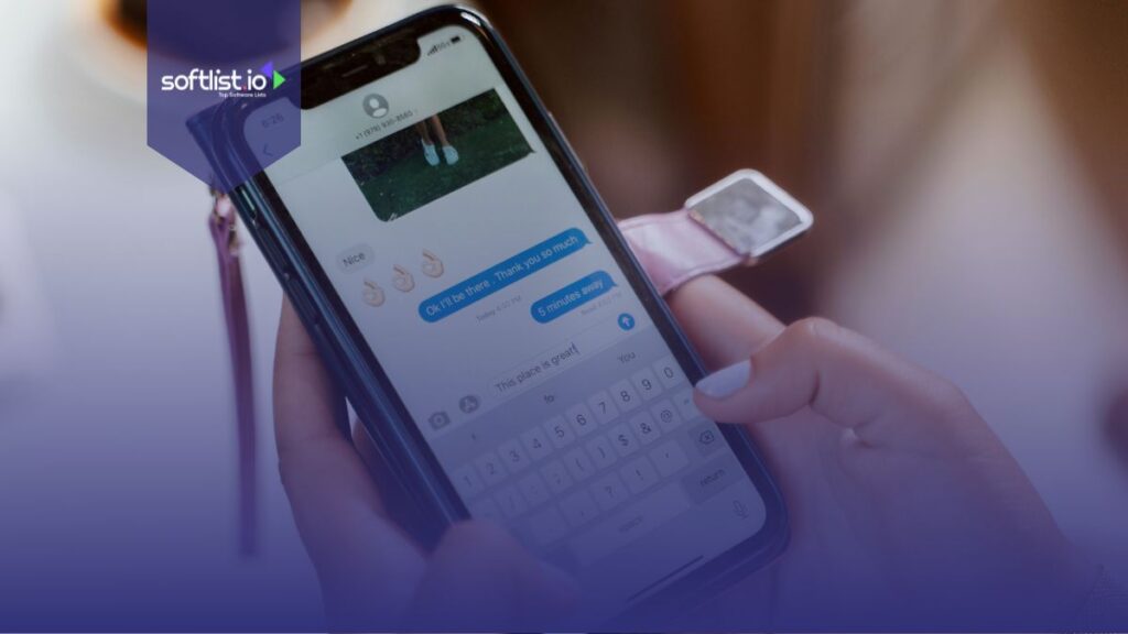 Close-up shot of a person sending a message.