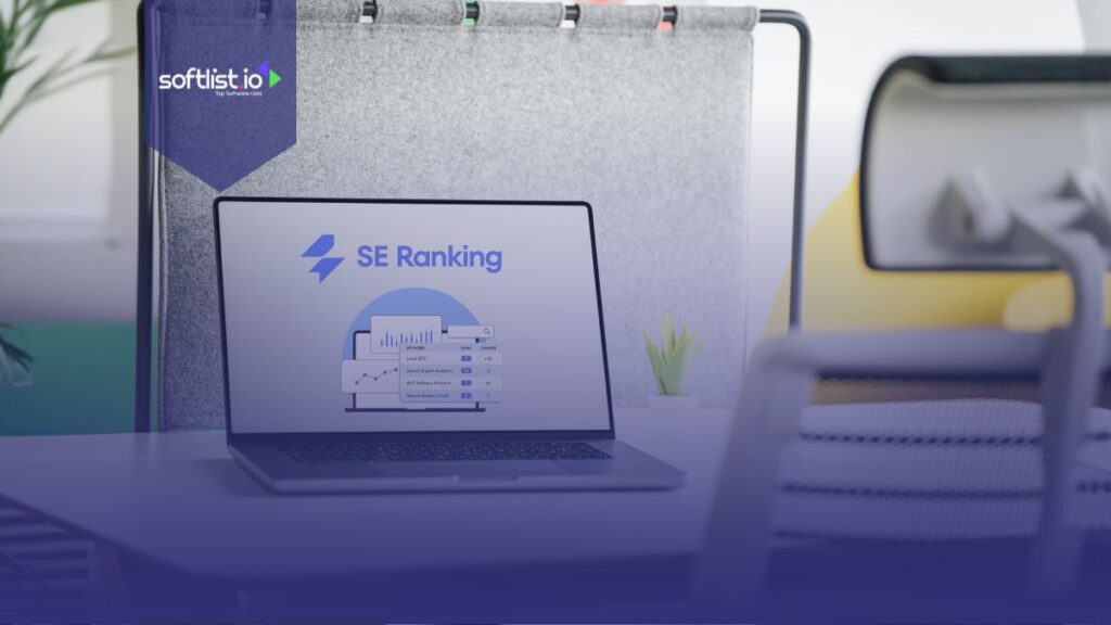 SE Ranking logo in laptop screen