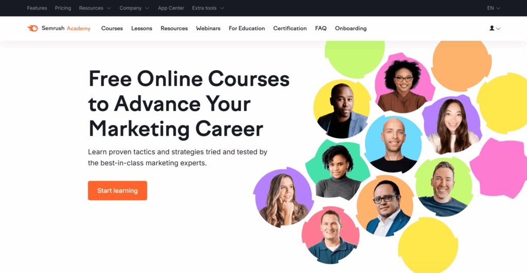 SemRush Academy homepage