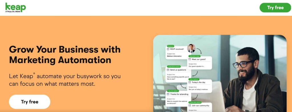 Keap homepage