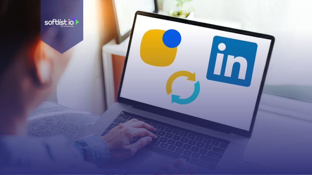 Reply.io and LinkedIn logo on a desktop
