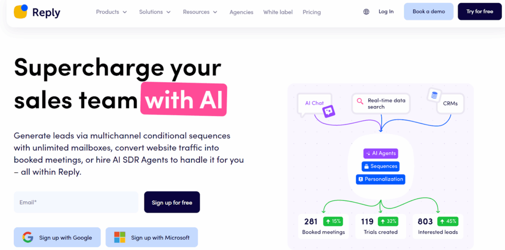 Reply.io dashboard.