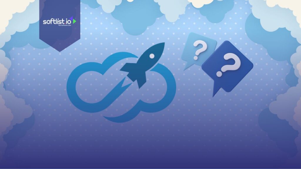 Expandi IO logo and question mark graphics in blue background.
