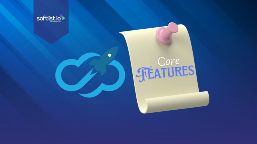 Core Features in a scroll and Expandi IO logo in a blue background.