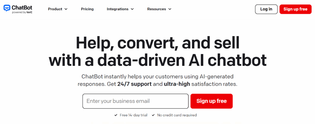 chatbot homepage
