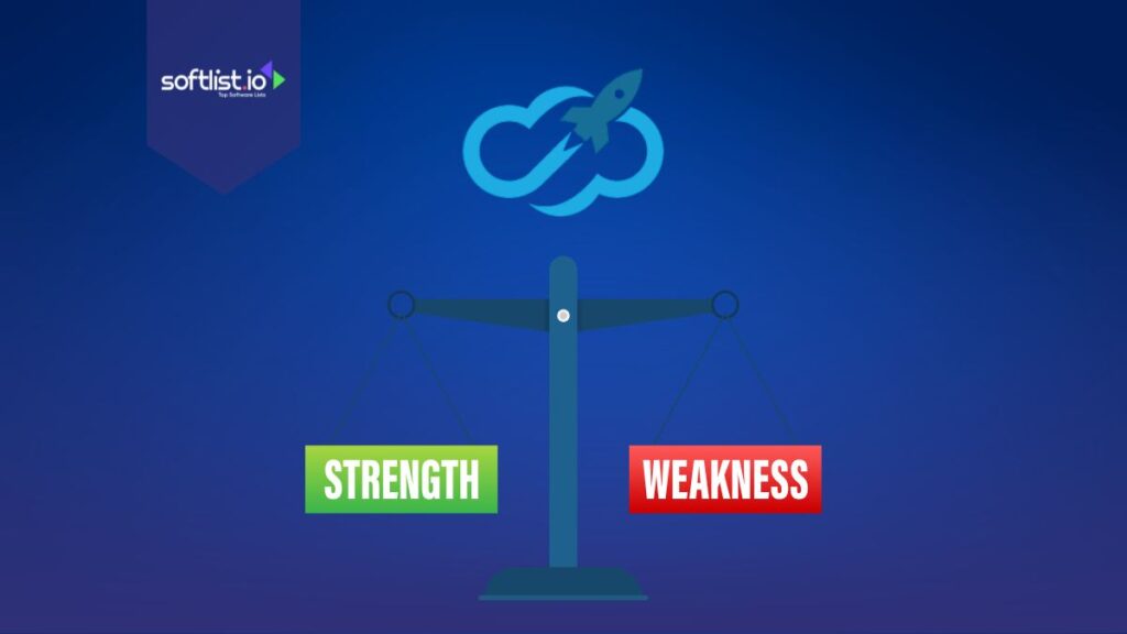 Expandi Logo with Strengths and Weaknesses Graphics in blue background.