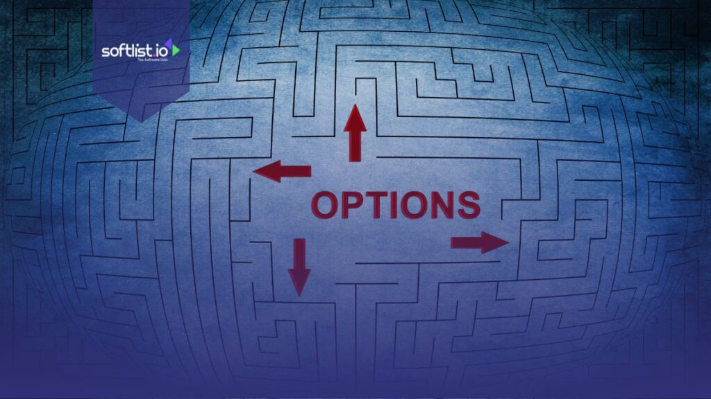Option words with different arrows in a maze.