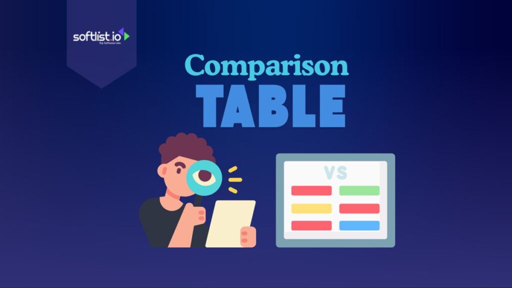 Comparison Table with Vs graphics in a blue background.