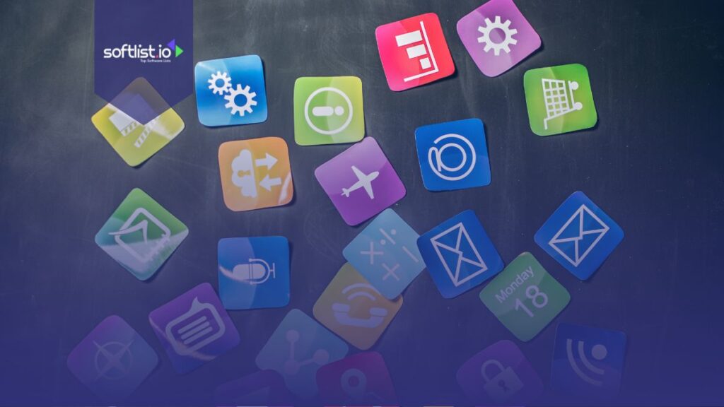 Software applications in a grey background.