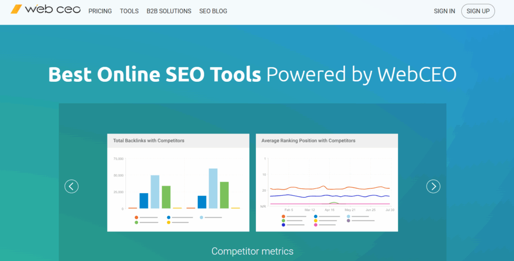 WebCEO Online SEO Tools page