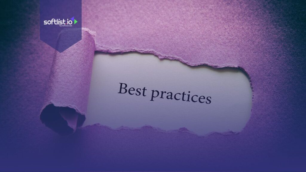 Best Practices written in torn paper with violet background.