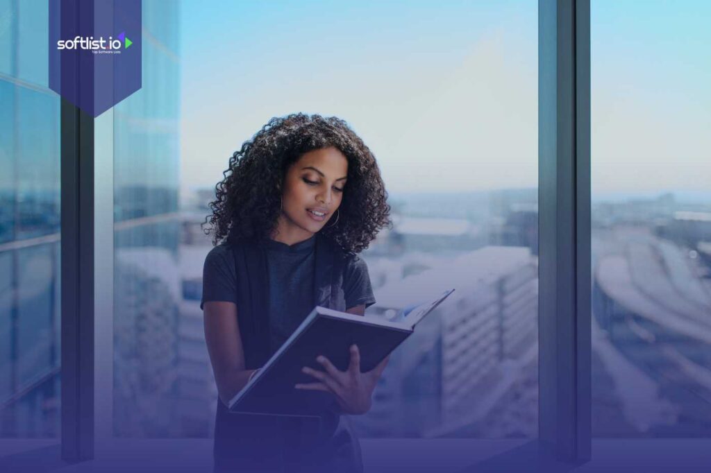 Businesswoman analyzing financial reports related to central bank policy