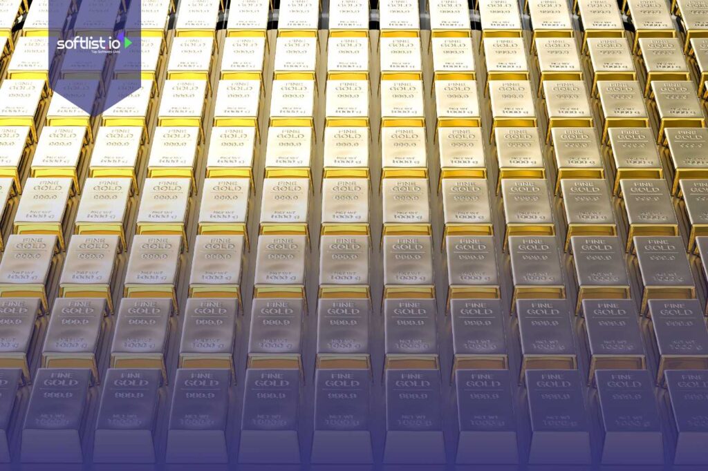 Hundreds of gold bars stored in a vault