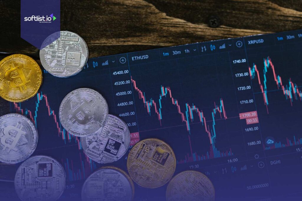 gold and silver bullion coins over a trading chart