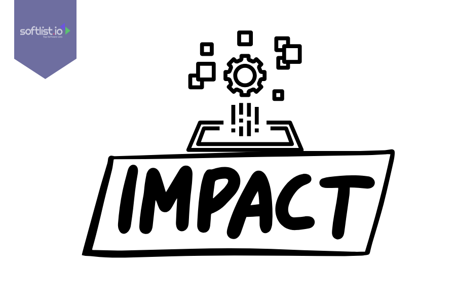 Black and white illustration of the word “Impact” with a gear and digital elements above, symbolizing the anticipated effects of 6G Technology on digital platforms.