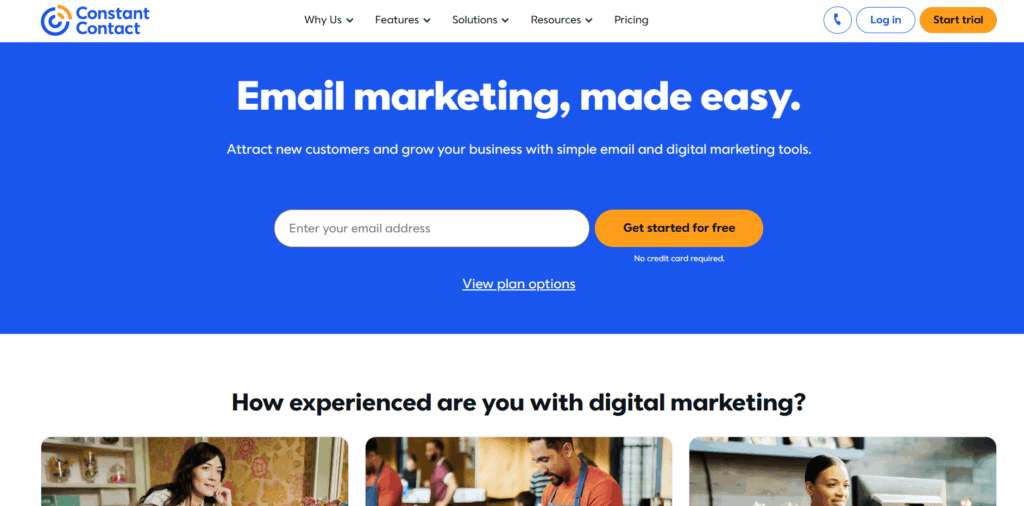Constant Contact homepage