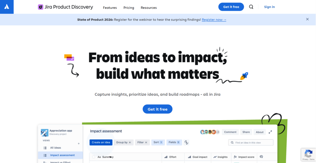 Jira Product Discovery homepage