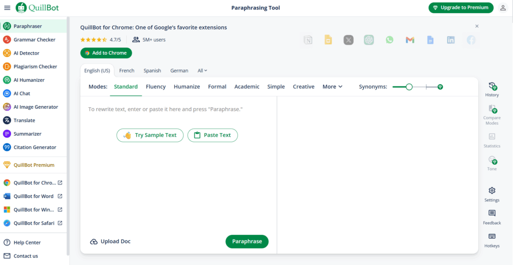 Quillbot homepage