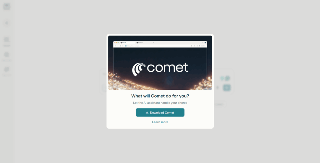 Perplexity Comet homepage 2