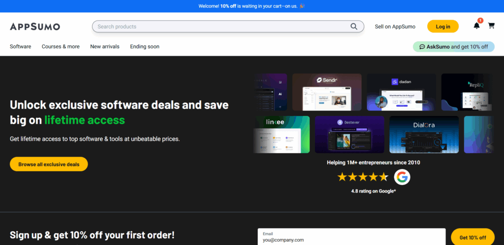 Appsumo homepage