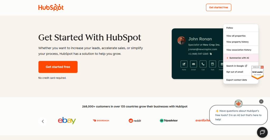 Hubspot Homepage