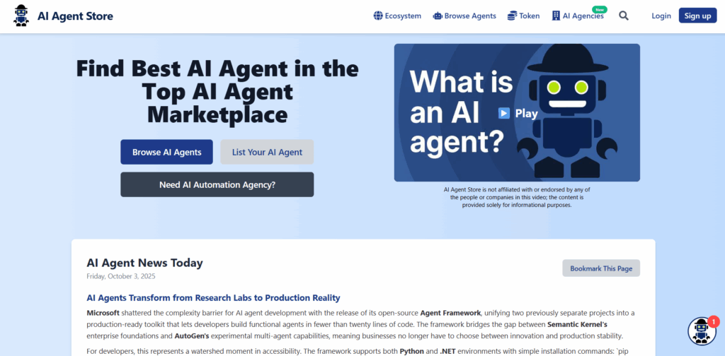 Ai Agent Store homepage