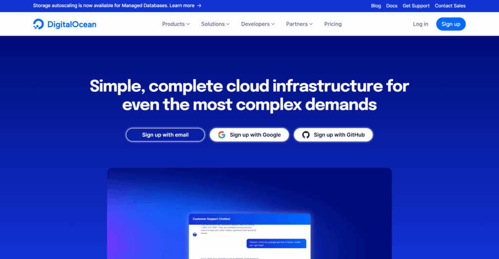 DigitalOcean homepage