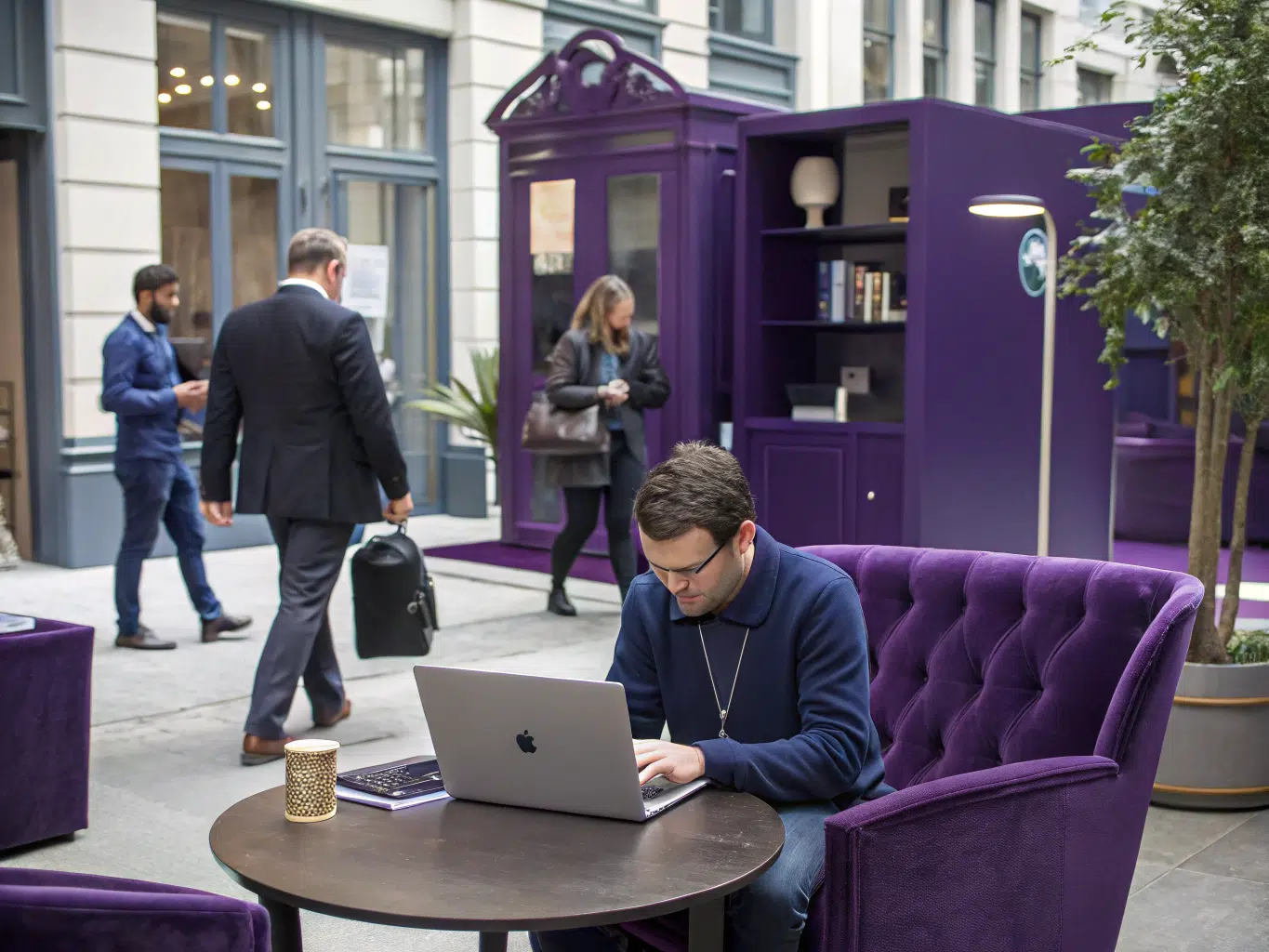 Entrepreneur working on laptop outdoors exploring supply chain software solutions.