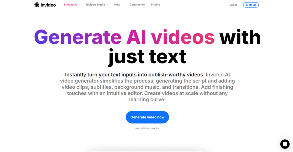 Invideo homepage