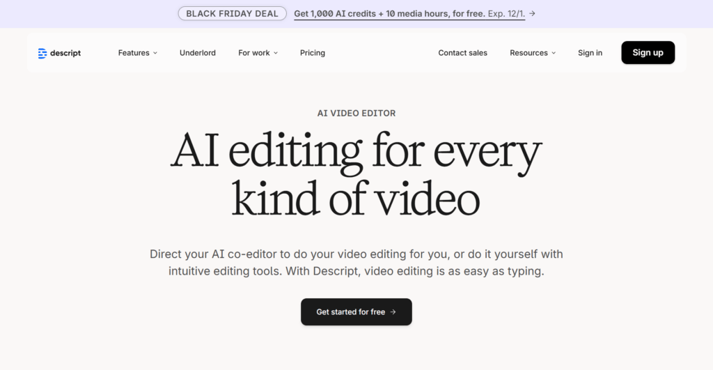 Descript Homepage