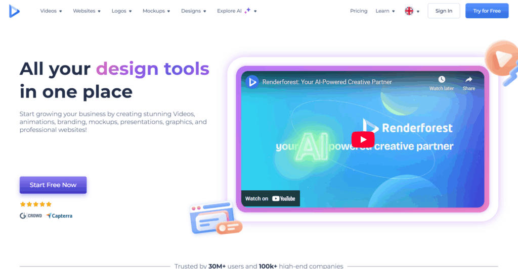 Renderforest Homepage