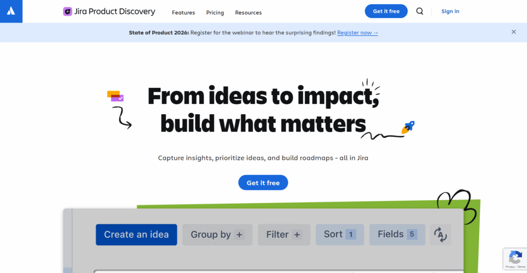 Jira Product Discovery homepage