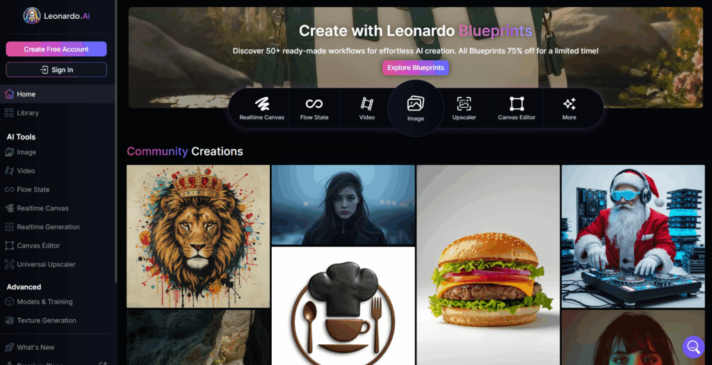 Leonardo AI Homepage