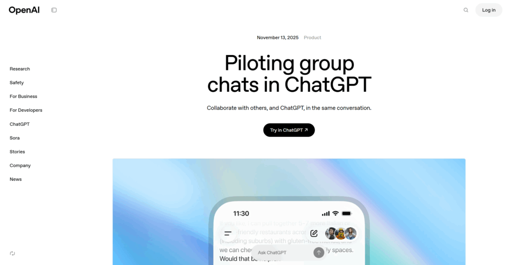 ChatGPT Group Chats Homepage 1