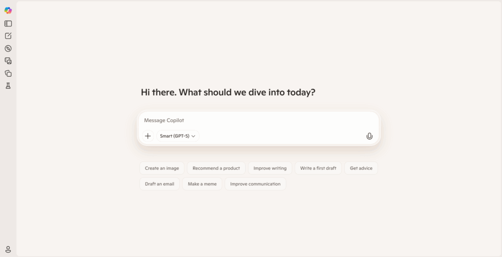 Microsoft Copilot Homepage