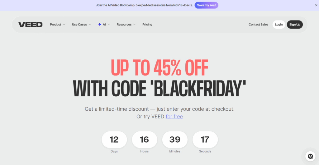 Veed homepage