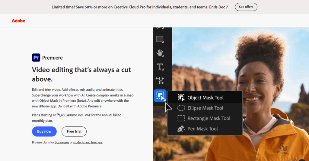 Adobe Premiere Pro homepage