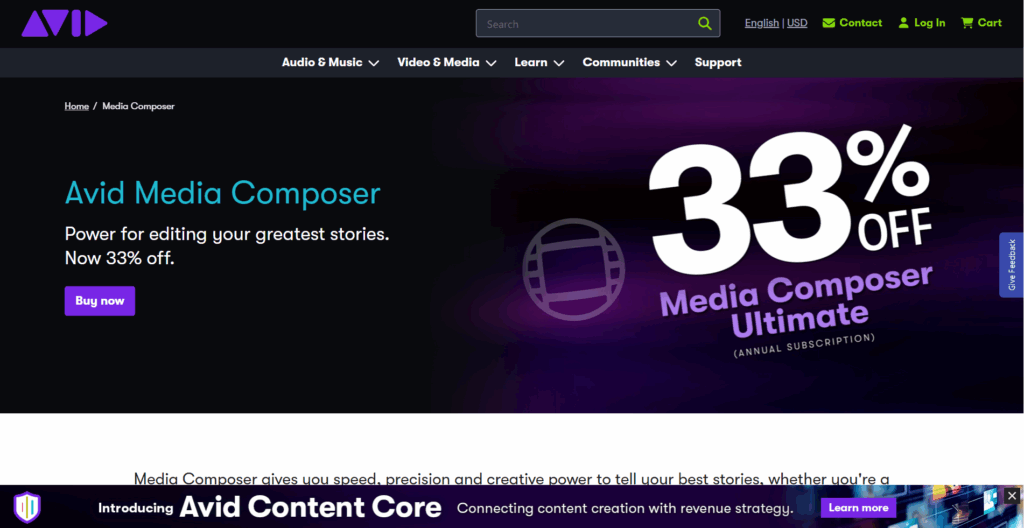 Avid Media Composer homepage
