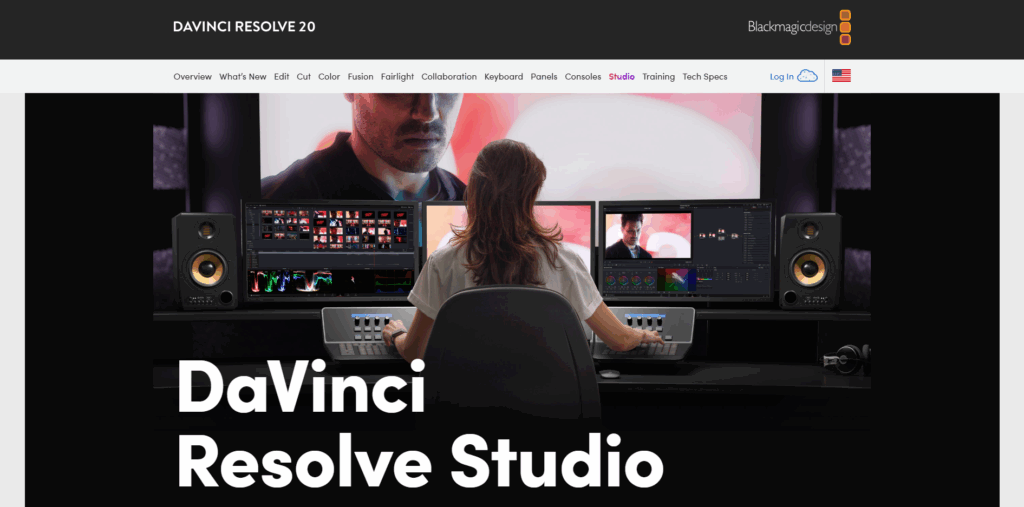 DaVinci Resolve Studio homepage