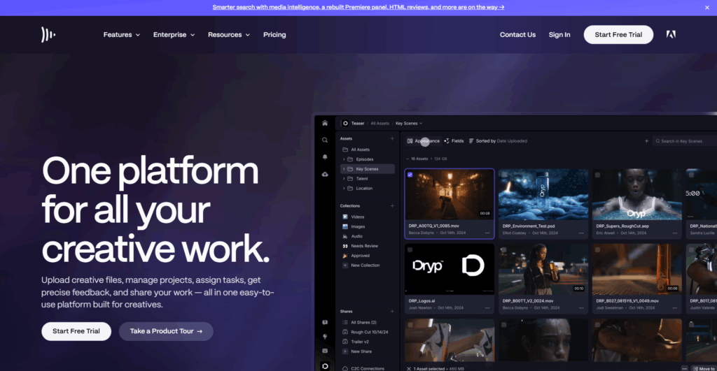 Frame.io homepage