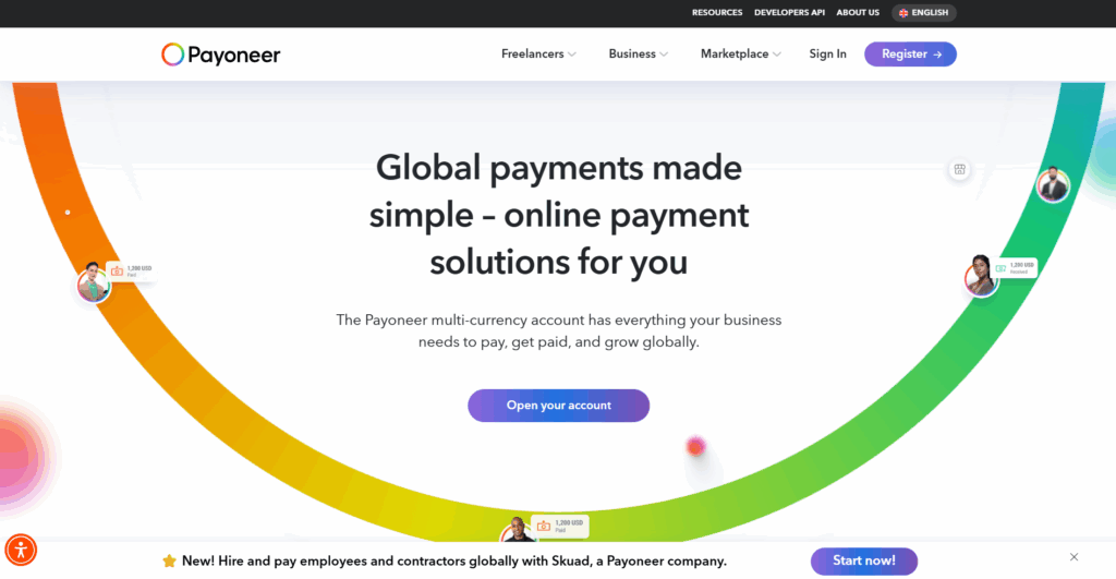 Payoneer Homepage