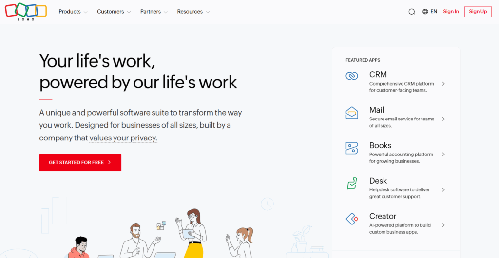 Zoho Homepage
